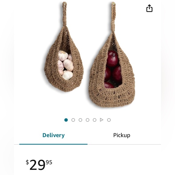 Jute basket hanging for pantry | Potato garlic onion storage | Boho wall basket - Picture 8 of 9